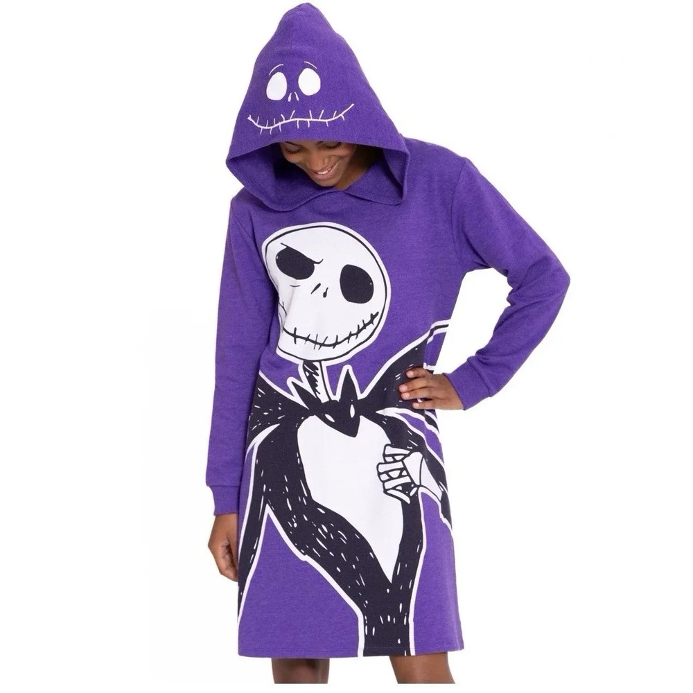 NWT Girls Hooded Nightmare Before Christmas Dress Sz S (6-6X) Long Sleeve Disney